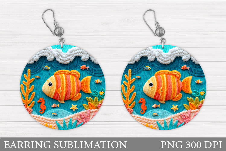 Fish Earring Sublimation. Fish Round Earring Design
