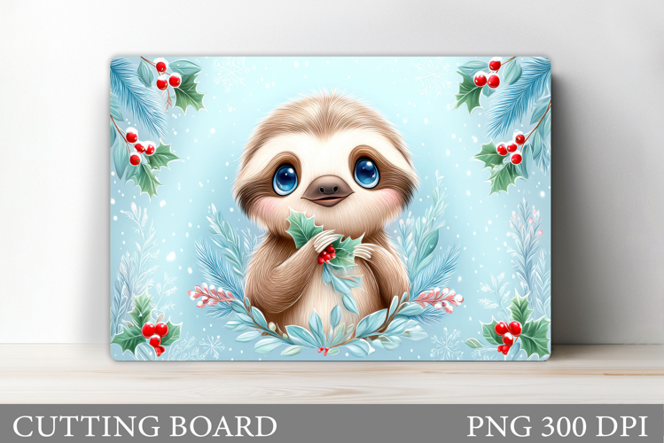 Christmas Sloth Cutting Board. Christmas Cutting Board
