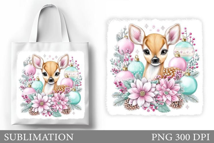 Christmas Deer Tote Bag. Christmas Tote Bag Sublimation