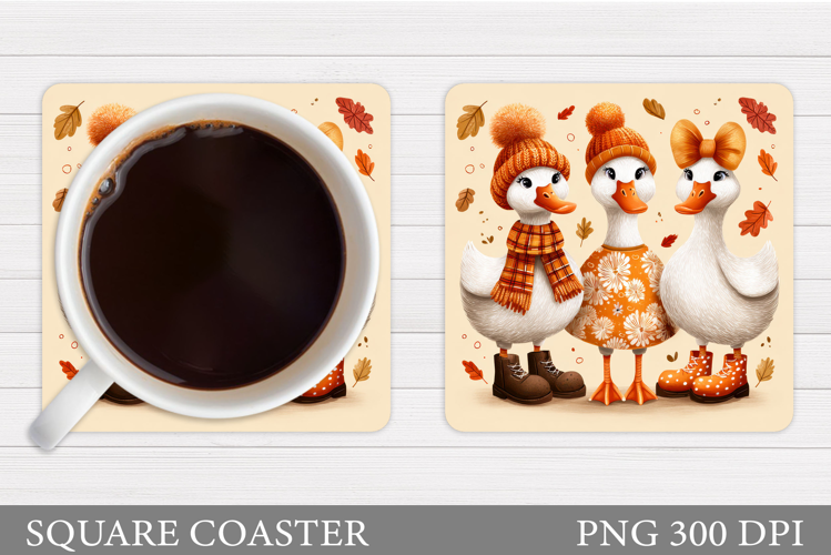 Fall Goose Coaster Design. Fall Coaster Sublimation