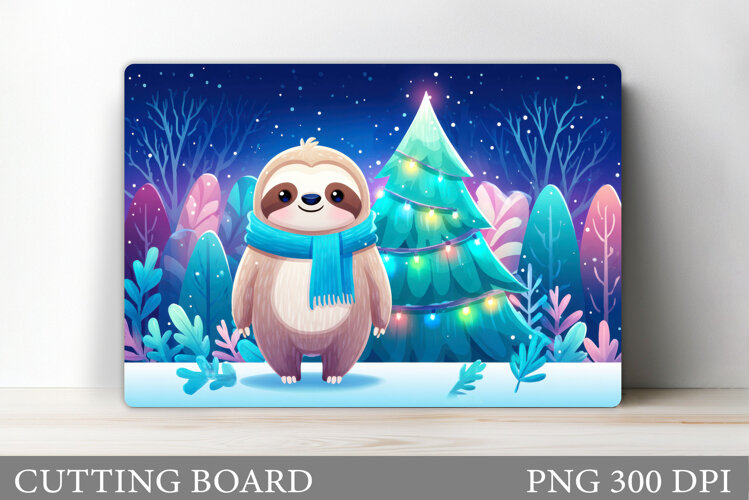 Christmas Sloth Cutting Board. Christmas Cutting Board example image 1