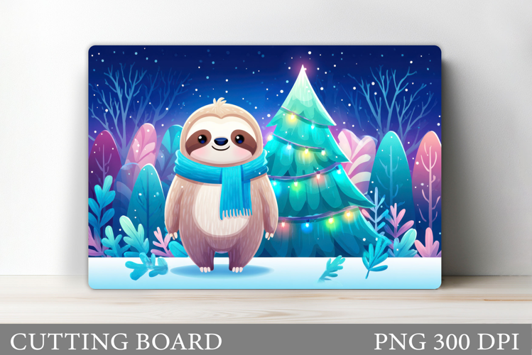 Christmas Sloth Cutting Board. Christmas Cutting Board