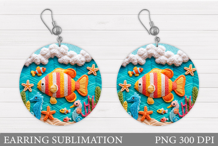Fish Earring Sublimation. Fish Round Earring Design
