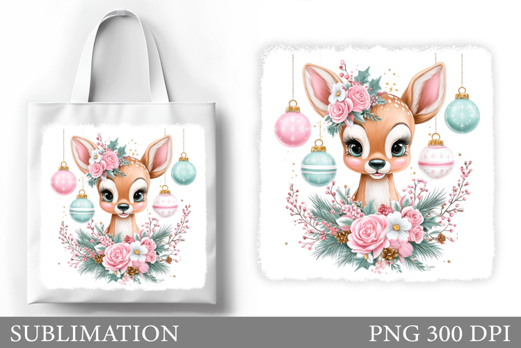 Christmas Deer Tote Bag. Christmas Tote Bag Sublimation