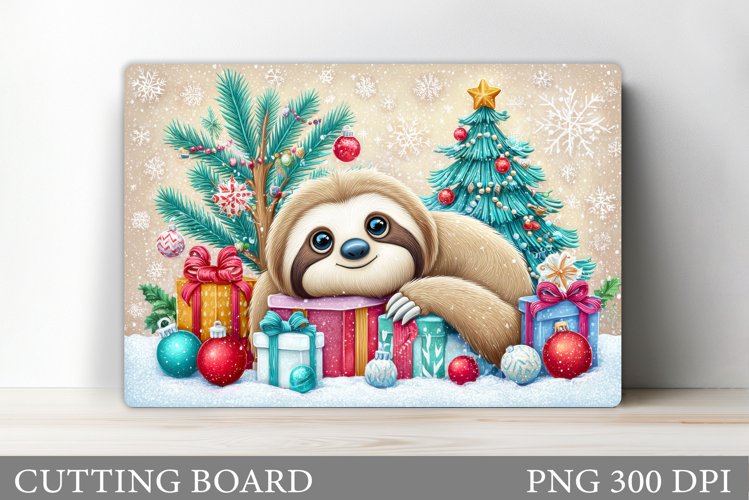 Christmas Sloth Cutting Board. Christmas Cutting Board