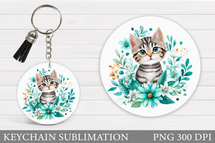 Cute Cat Keychain Design. Cute Cat Sublimation