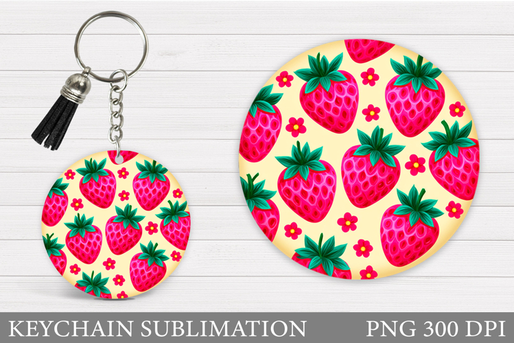 Strawberry Keychain Design. Berries Keychain Sublimation