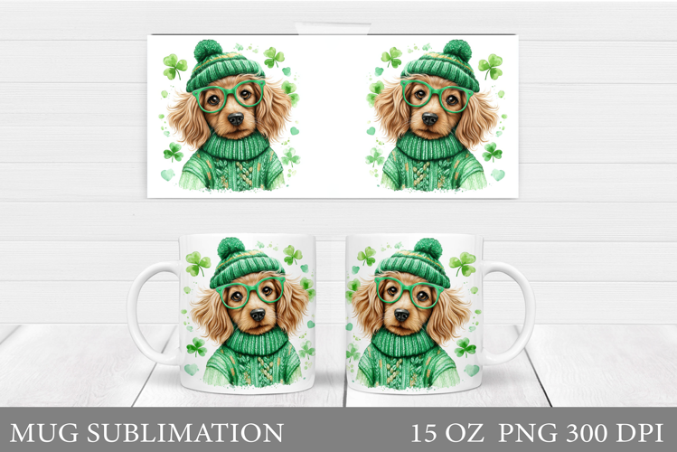 St Patrick Dog Mug Design. St Patrick Mug Sublimation