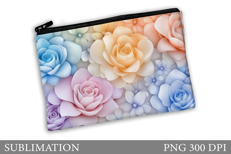 Roses Makeup Bag Sublimation. Floral Makeup Bag Design