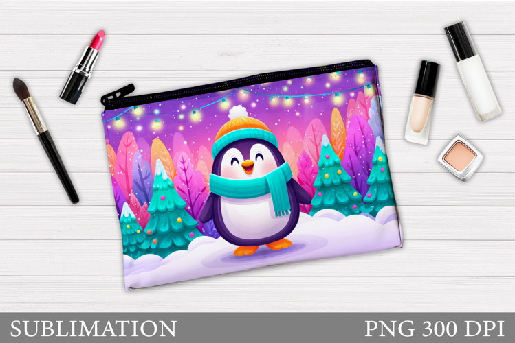 Penguin Cosmetics Bag. Christmas Makeup Bag Design
