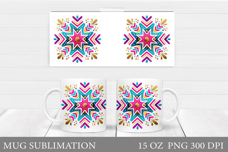 Snowflake Winter Mug Sublimation. Snowflake Mug Wrap Design example image 1
