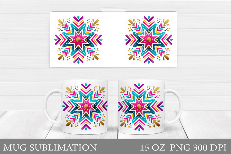 Snowflake Winter Mug Sublimation. Snowflake Mug Wrap Design