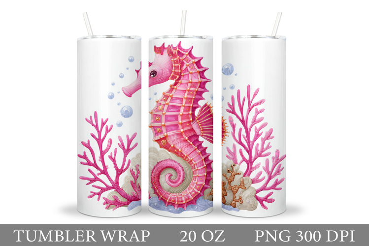 Seahorse Tumbler Sublimation. Seahorse Tumbler Wrap Design example image 1