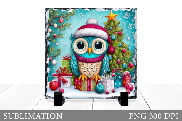 Christmas Owl Sublimation. Christmas Owl Slate Design