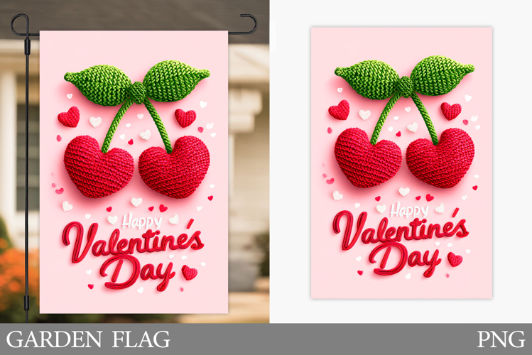Valentines Cherry Garden Flag. Valentines Garden Flag Design