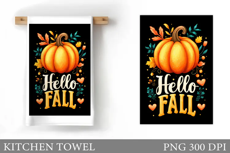 Pumpkin Kitchen Towel. Fall Kitchen Towel Sublimation