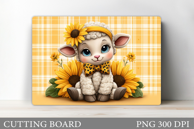 Cute Lamb Cutting Board. Lamb Flowers Cutting Board Design