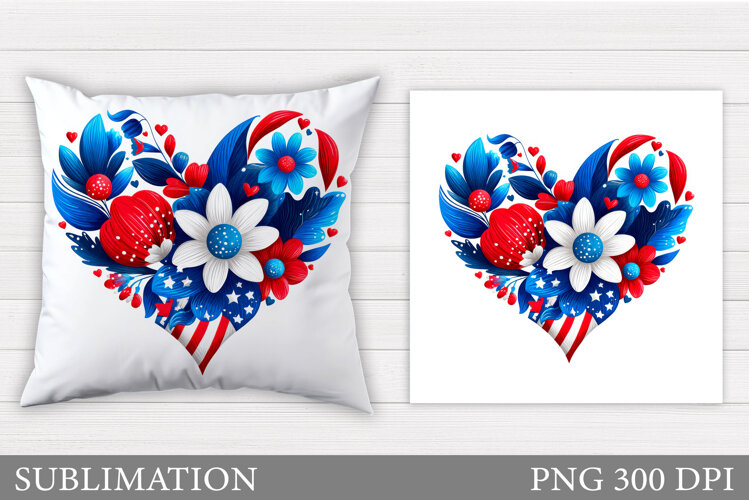 Patriotic Heart Coaster. Patriotic Coaster Sublimation example image 1