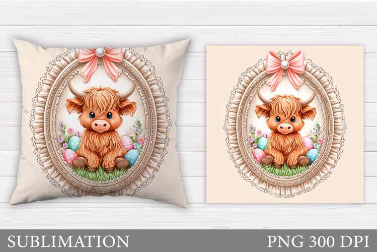 Easter Cow Pillow Design. Easter Pillow Sublimation