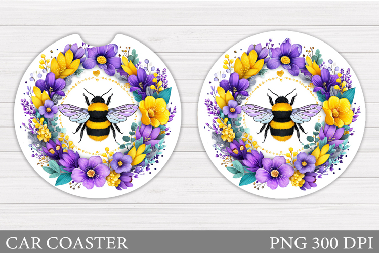 Bee Car Coaster Design. Bee Coaster Sublimation