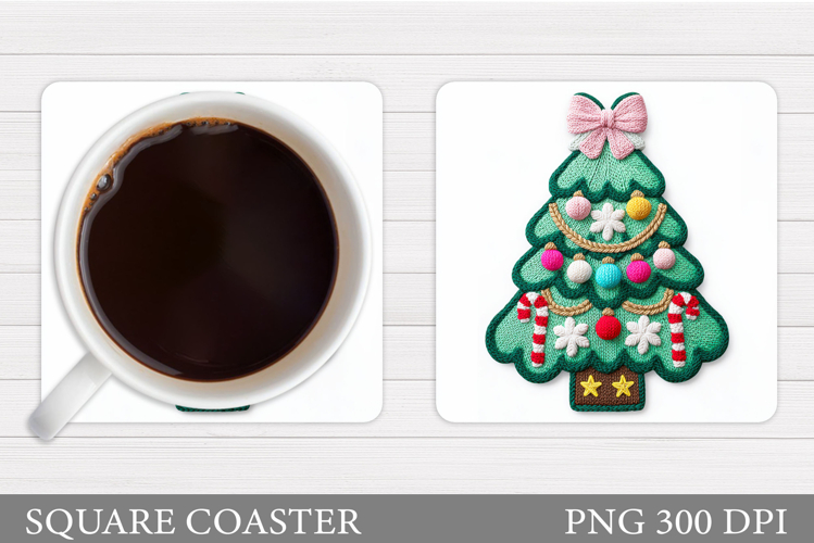 Crochet Christmas Tree Coaster. Christmas Coaster Design