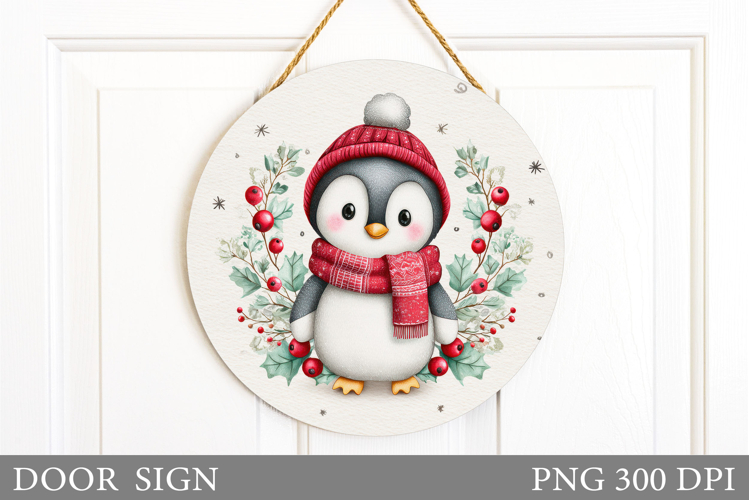 Christmas Penguin Door Sign. Christmas Door Sign Design