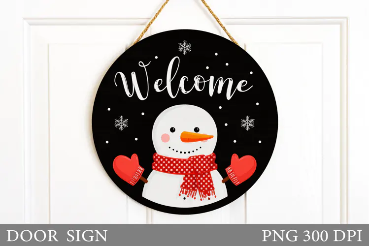 Snowman Door Sign Sublimation. Christmas Door Sign Design