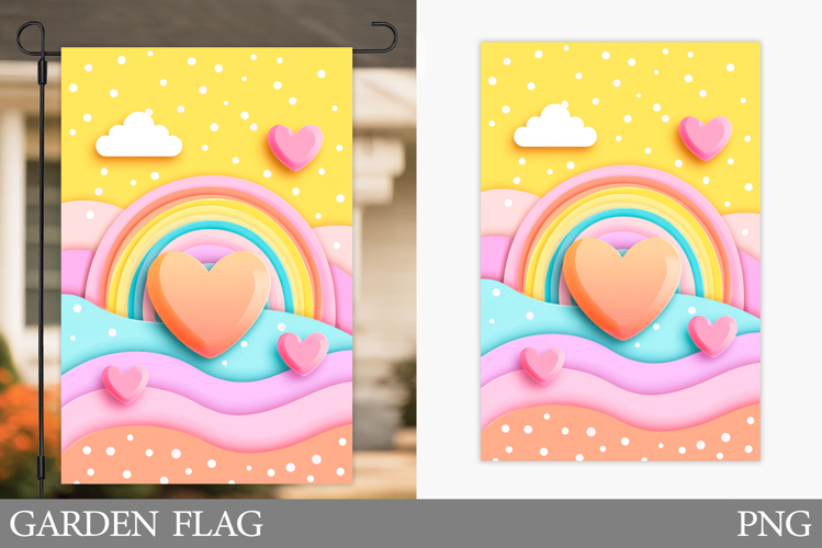 Hearts Garden Flag Design. Valentine Garden Flag Sublimation