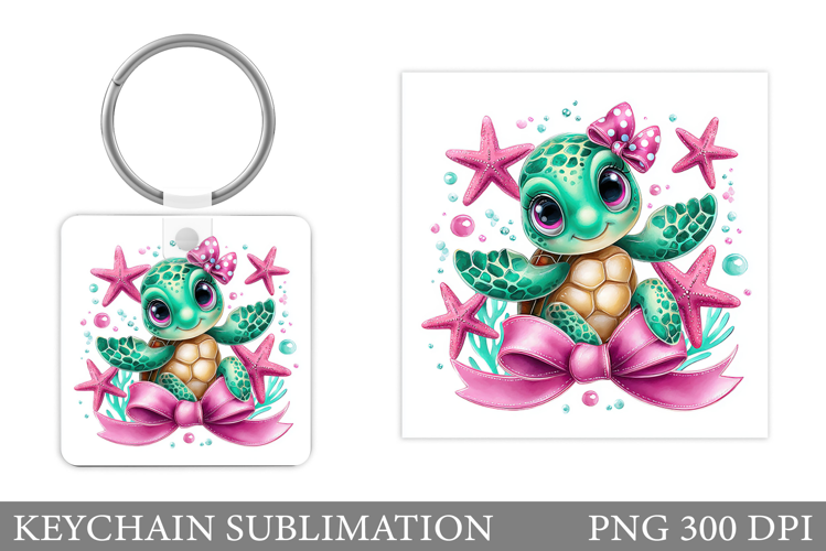 Turtle Keychain Sublimation. Turtle Keychain Design