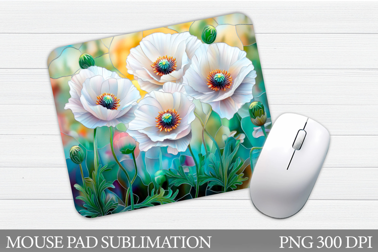 Poppies Mouse Pad Sublimation. Flowers Mouse Pad Design