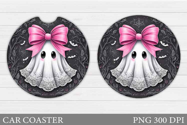 Halloween Ghost Car Coaster. Cute Halloween Car Coaster