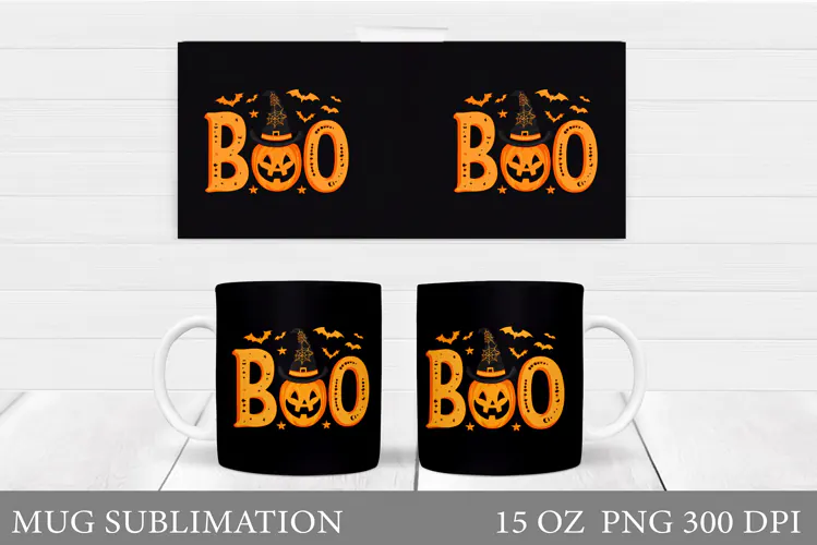 Boo Mug Sublimation. Halloween Mug Design