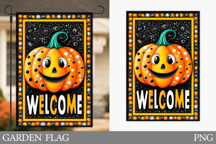 Halloween Garden Flag Design. Halloween Pumpkin Garden Flag