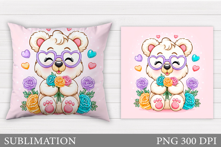 Cute Bear Pillow Sublimation. Cute Bear Sublimation