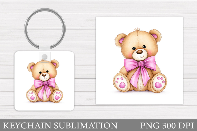 Valentines Bear Keychain. Valentines Keychain Sublimation