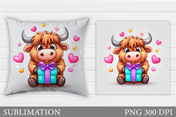 Valentines Cow Pillow. Valentines Pillow Sublimation