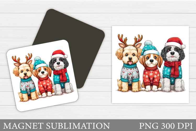 Christmas Dog Magnet Design. Christmas Magnet Sublimation