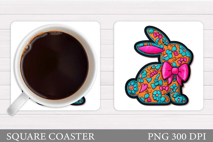 Cute Bunny Coaster Design. Spring Bunny Coaster Sublimation