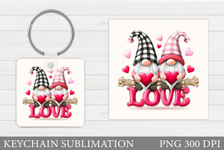 Valentines Gnome Keychain. Valentines Keychain Design example image 1
