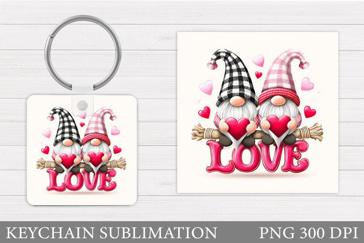 Valentines Gnome Keychain. Valentines Keychain Design