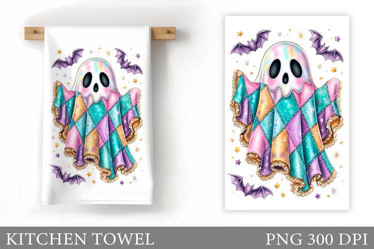 Cute Ghost Kitchen Towel. Cute Halloween Kitchen Towel