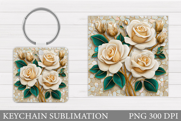 Roses Keychain Sublimation. Flowers Keychain Design