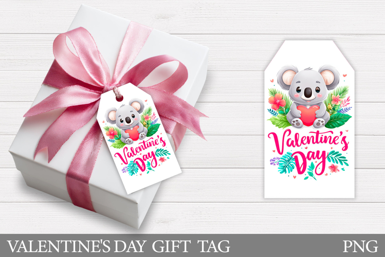 Valentines Koala Gift Tag. Valentine Gift Tag Printable