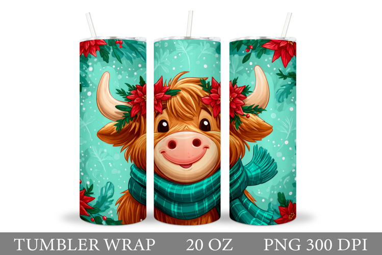 Christmas Cow Tumbler Design. Christmas Tumbler Sublimation