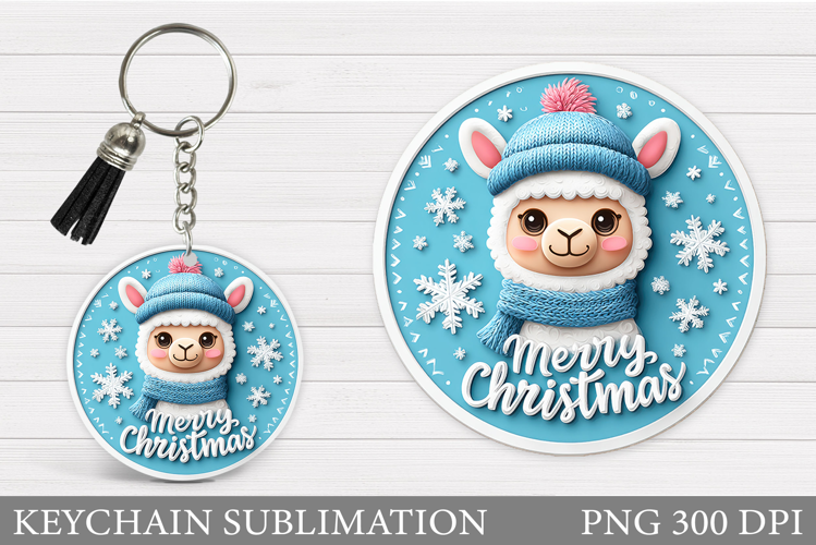 Christmas Lama Keychain. Cute Lama Keychain Design