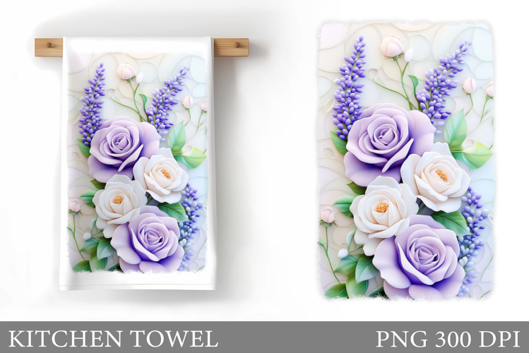 Roses Kitchen Towel. Flowers Kitchen Towel Sublimation