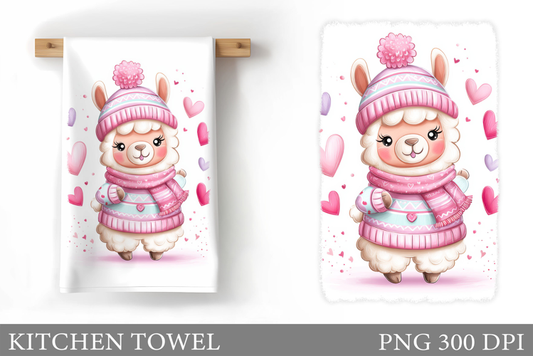 Valentines Lama Kitchen Towel. Valentines Kitchen Towel