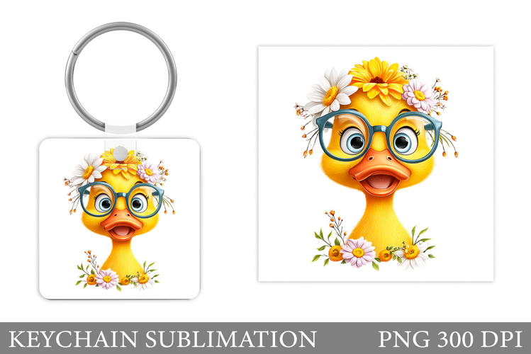 Cute Duck Keychain Design. Funny Duck Sublimation