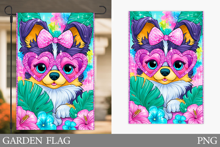 Cute Dog Garden Flag Design. Funny Garden Flag Sublimation