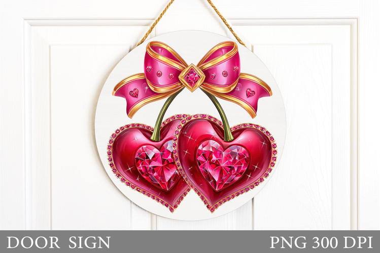 Valentines Cherry Door Sign. Valentines Door Sign Design